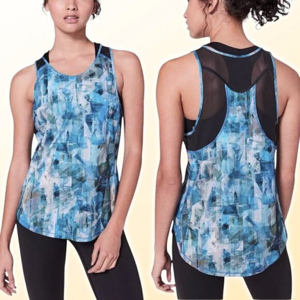 LULULEMON Sculpt Tank II Sz 2 Sun Dazed Multi Blue Super Dark